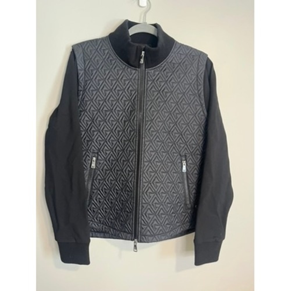 Greyson Womens Leland Hybrid Jacket Black Geometric Quilted Full Zip golf Size M